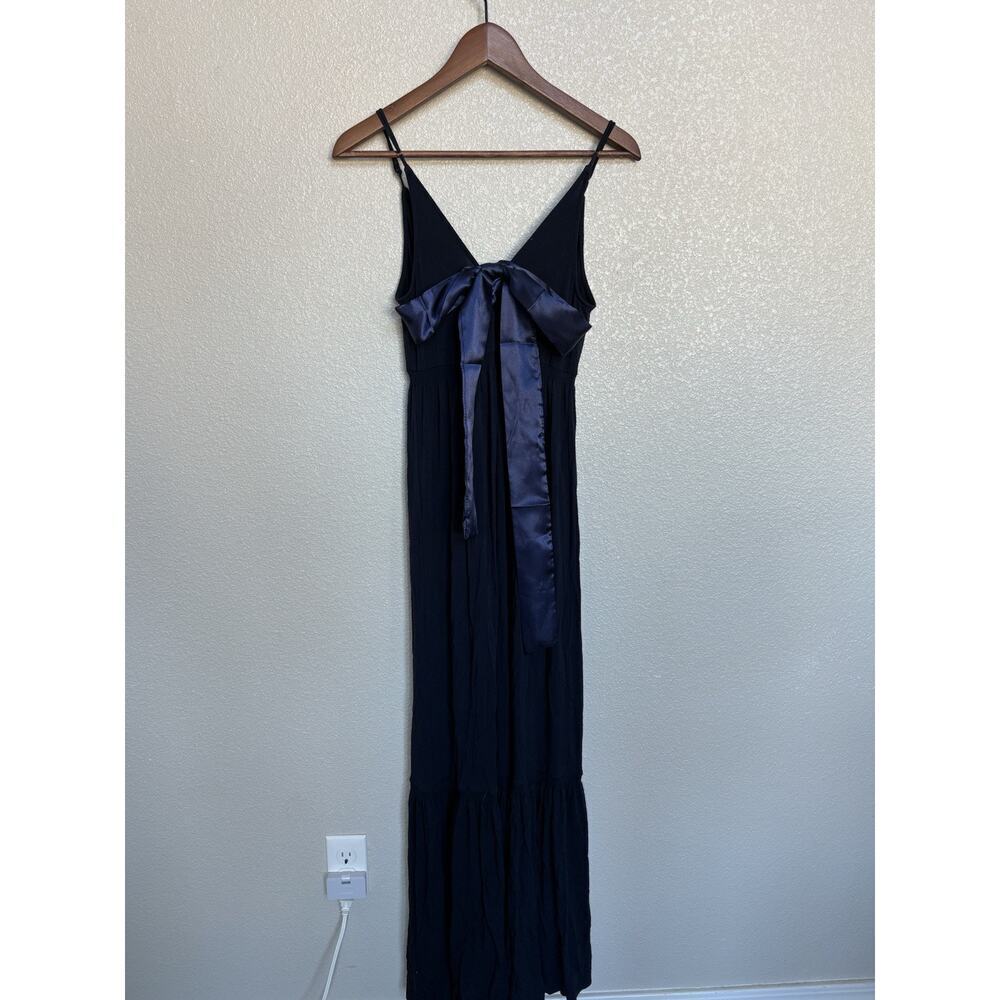 NEW Anthropologie Favorite Daughter Blue Maxi dress Small satin bow vneck boho - Picture 4 of 6